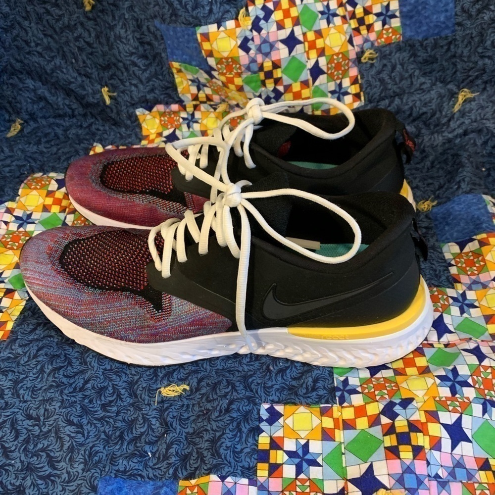 Nike odyssey react flyknit 2 sneakers in black multicolor 11.5